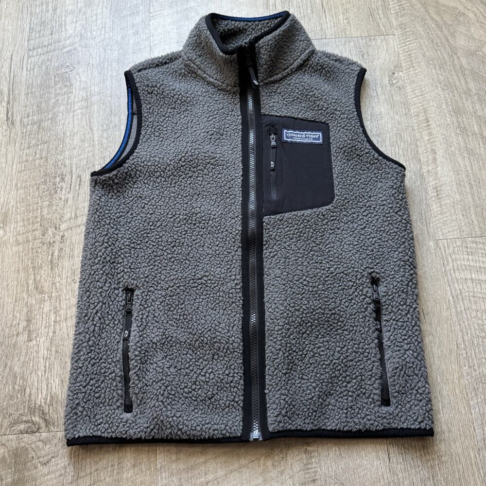 Vineyard Vines Kids Harbor Fleece Vest Gray Size Large 16